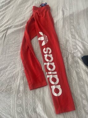 adidas Red Leggings with White Trefoil Logo